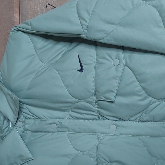 Nike Sportswear Essentials Quilted Trench Coat Jacket Olive Green Womens XL - Picture 2 of 5